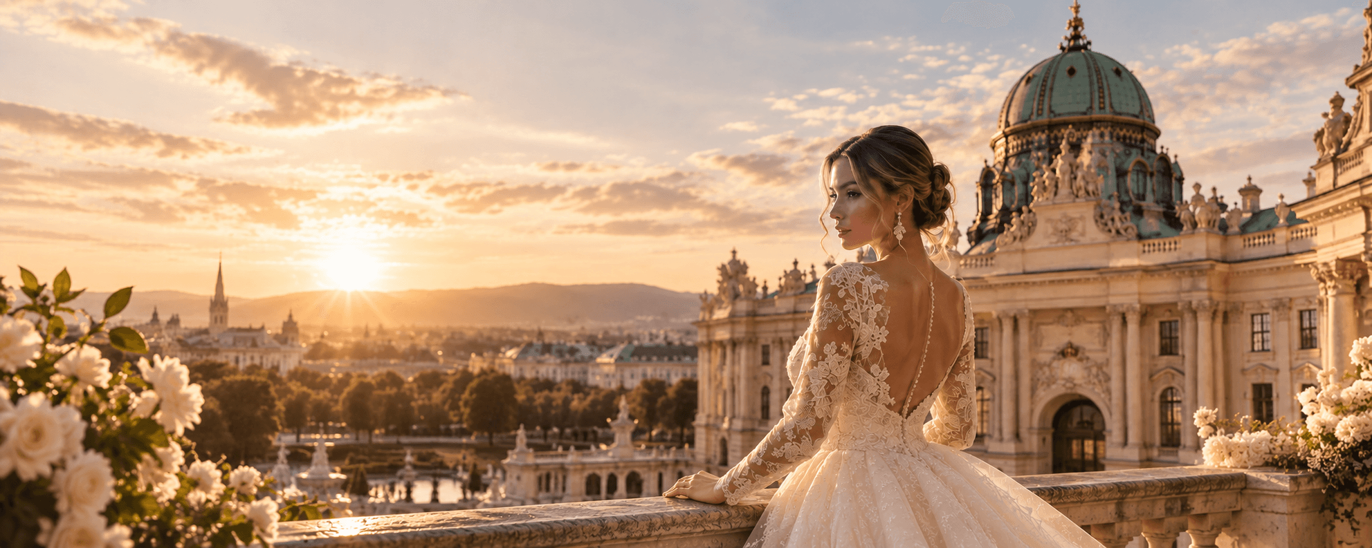 VEKA Wedding at White Wedding Platform 2026 — Hofburg Palace in Vienna in golden evening light